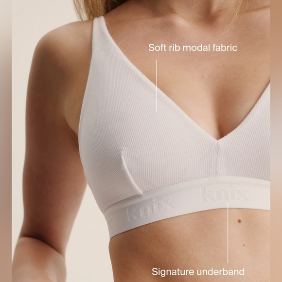 Knix Logo Rib Modal Bralette Size XXL+ White Wireless Bralette - Picture 6 of 14